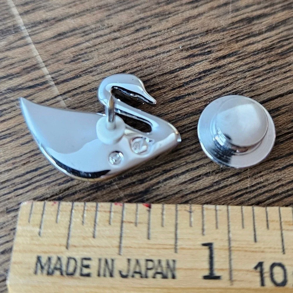 Swarovski Silver Tone Yellow Crystal Swan Pin Brooch Rhodium Plated Tie Tack
